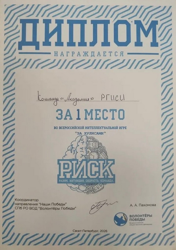 Победа РГИСИ во Всероссийской интеллектуальной игре «За кулисами»